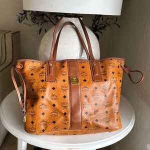 MCM Large Reversible Shopper in Cognac brown 17””wide x 13”H x 7”D